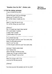 English Worksheet: Group session: a song  