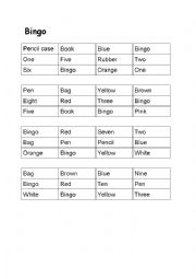 English Worksheet: Bingo