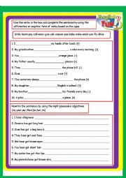 English Worksheet: Verbs and possessive adjectives