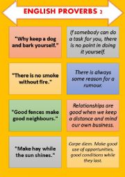 English Proverb-Explanation Cards SET 2 (5 pages)