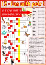 English Worksheet: 13. Fun with pets !  part 2 + KEY