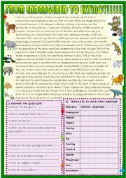 English Worksheet: From endangered to extinct : updated reading