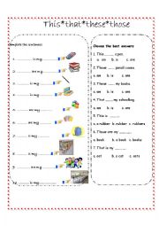 English Worksheet: This that these those