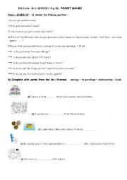 English Worksheet: pocket money