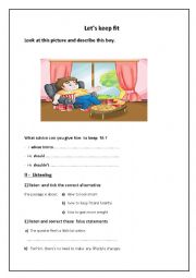 English Worksheet: Lets keep fit