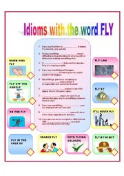 English Worksheet: Idioms with the word FLY
