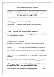 English Worksheet: Phrasal verbs with TAKE