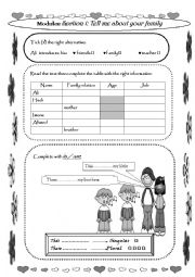 English Worksheet: tell me about your family