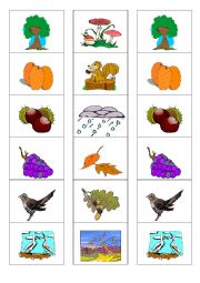 English Worksheet: autumn memory game