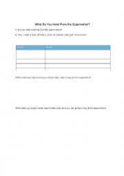 English Worksheet: What do we need at the supermarket?