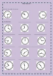 English Worksheet: What time is it? 