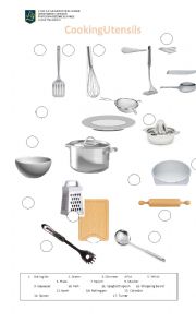 English Worksheet: Cooking utensils 