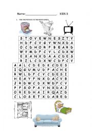 English Worksheet: Wordsearch for kids