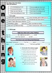 English Worksheet: One thing (One Direction) - modified 
