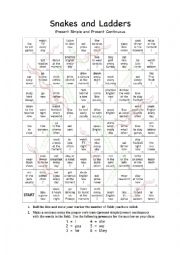 English Worksheet: Snakes and Ladders