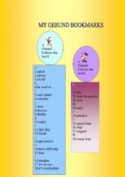 English Worksheet: Two magnificent gerund bookmarks! Take A look!
