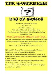 English Worksheet: A Mystery Bag of Words