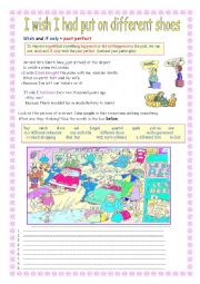 English Worksheet: I wish I had put on different shoes