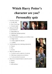 English Worksheet: Which Harry Potters character are you? Personality quiz 14