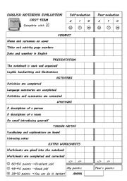English Worksheet: Student notebook self-assessment