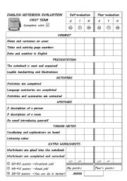 Student notebook self-assessment