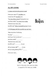 English Worksheet: All my loving