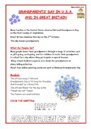 English Worksheet: GRANDPARENTS DAY NEXT OCTOBER 2nd