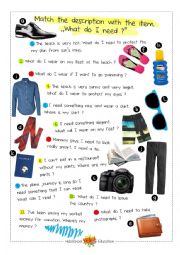 English Worksheet: Packing for Vacations 