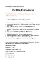 English Worksheet: Road to Success - Conversation lesson