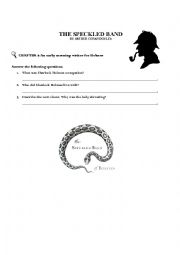 English Worksheet: THE SPECKLED BAND - MC MILLAN - CHAPTER 1