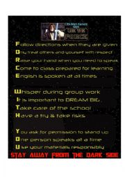 English Worksheet: Star wars rules