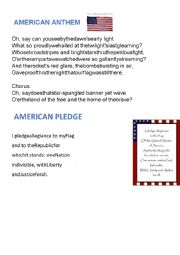 English Worksheet: American anthem and pledge of alligance