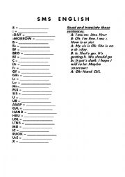 English Worksheet: SMS lines