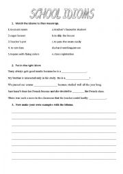 English Worksheet: School idioms