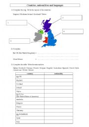 English Worksheet: Countries, nationalities and languages