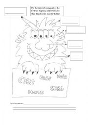English Worksheet: Monster activity- Parts of the body