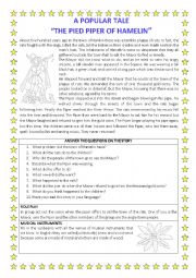 English Worksheet: THE PIED PIPER OF HAMELIN