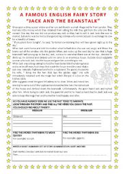 English Worksheet: JACK AND THE BEANSTALK