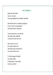 English Worksheet: Family and possessive (poem)