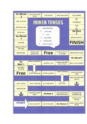 English Worksheet: Mixed grammar tenses game