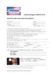 English Worksheet: Americas got talent/ Grace 