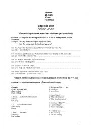 English Worksheet: English test / worksheet