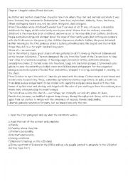 English Worksheet: Reading comprehension Chapter 1 Angelas Ashes