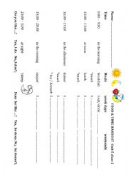 English Worksheet: Meals times food