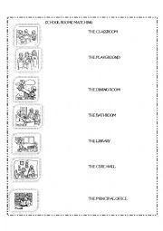 English Worksheet: School Rooms Matching