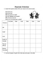 English Worksheet: Comparative Interview