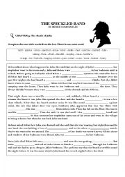 English Worksheet: THE SPECKLED BAND - MC MILLAN - CHAPTER 3
