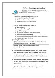 English Worksheet: reading a short story