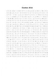 English Worksheet: Election 2016 Word Search