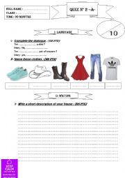 English Worksheet: QUIZ 